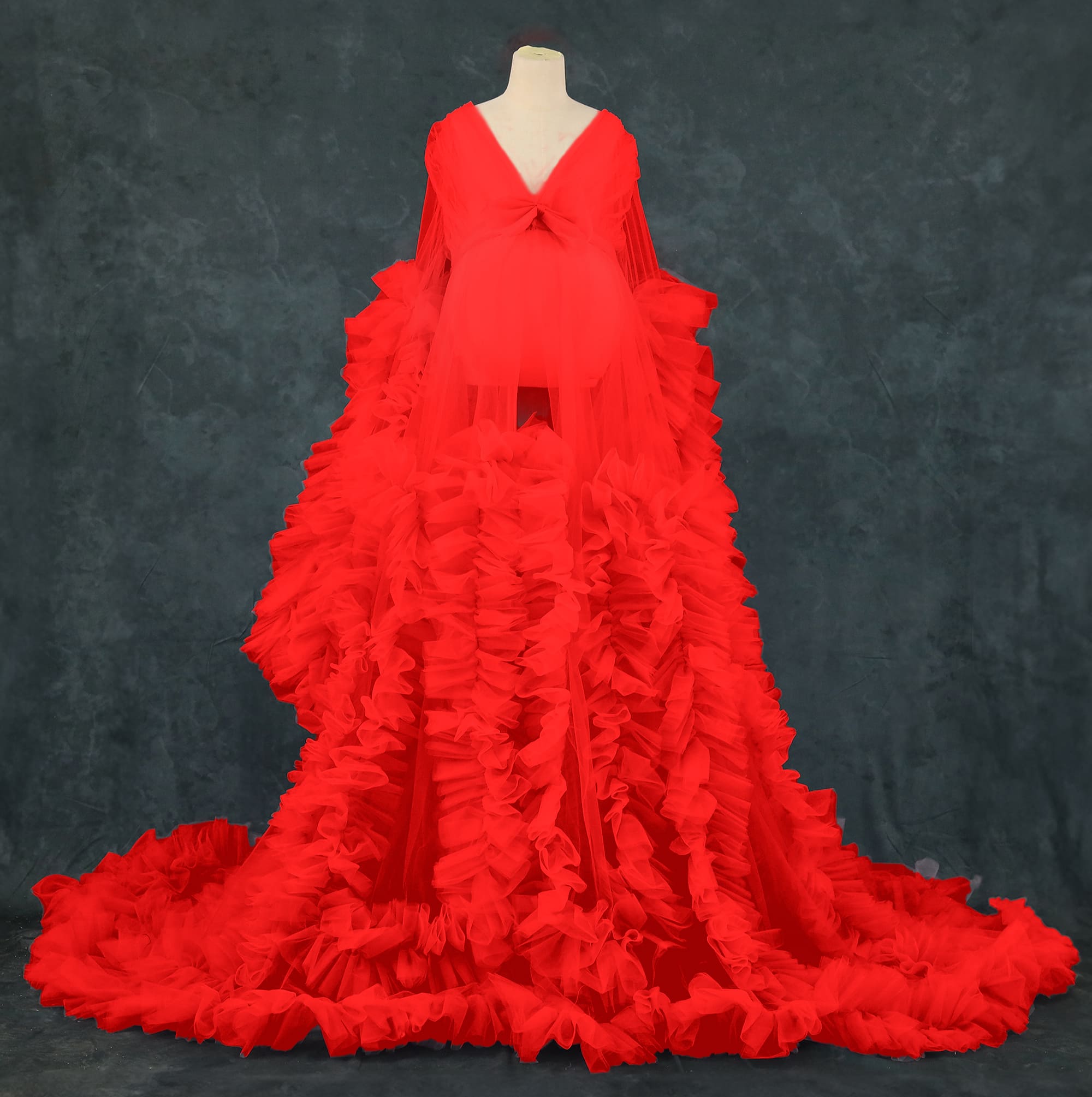 Kate Maille Col en V Manches longues Robe de Grossesse pour Séance Photo - Kate Backdrop FR