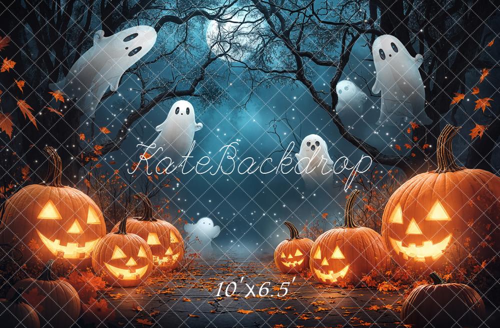 Kate Halloween Citrouilles Fantômes Forêt Toile de fond conçue par Emetselch - Kate Backdrop FR