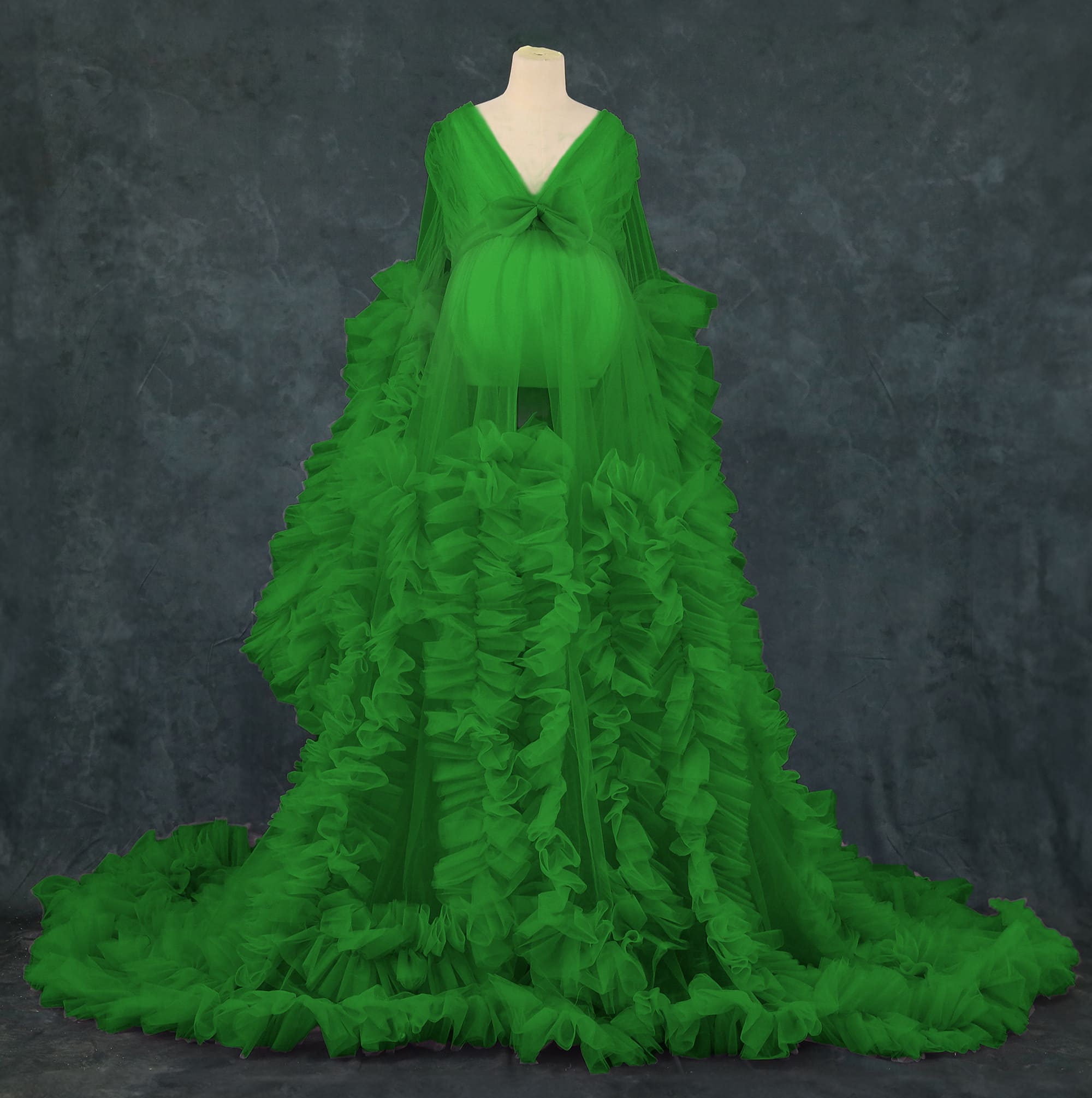 Kate Maille Col en V Manches longues Robe de Grossesse pour Séance Photo - Kate Backdrop FR