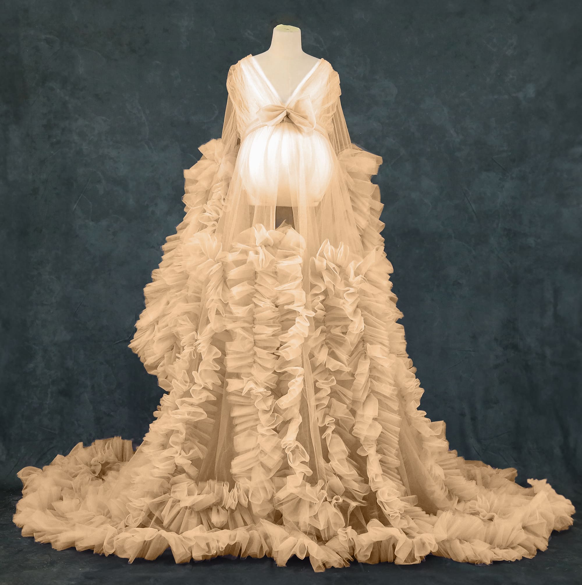Kate Maille Col en V Manches longues Robe de Grossesse pour Séance Photo - Kate Backdrop FR
