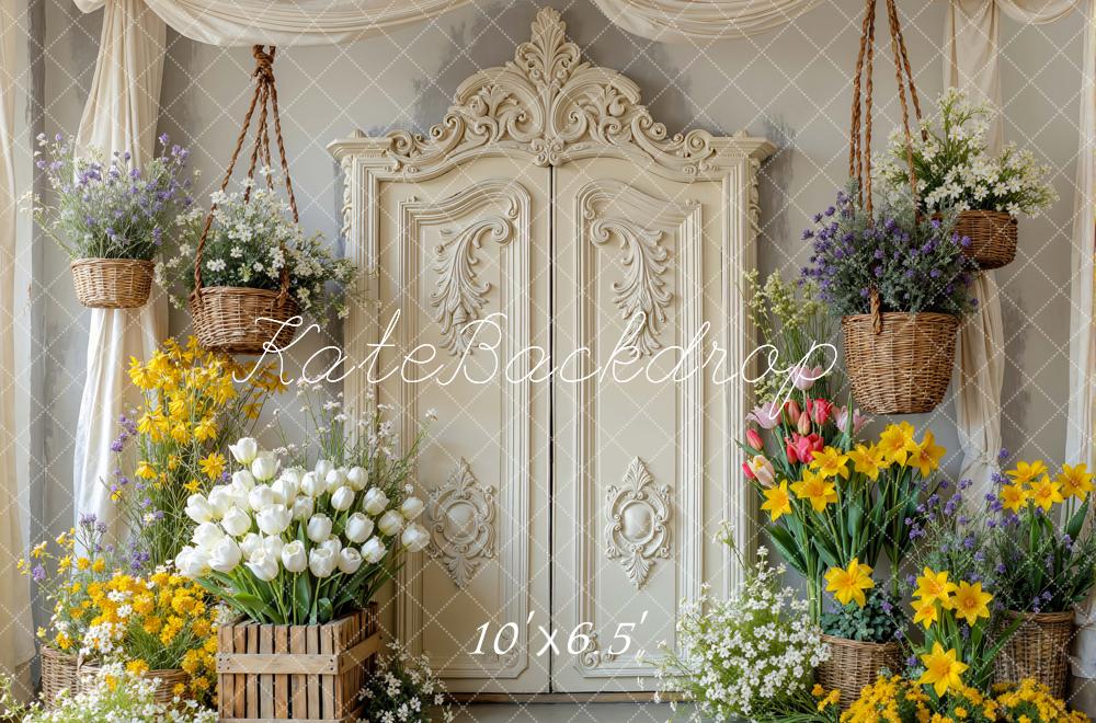 Kate Fleurs Porte Crème Vintage Toile de fond conçue par Mini MakeBelieve