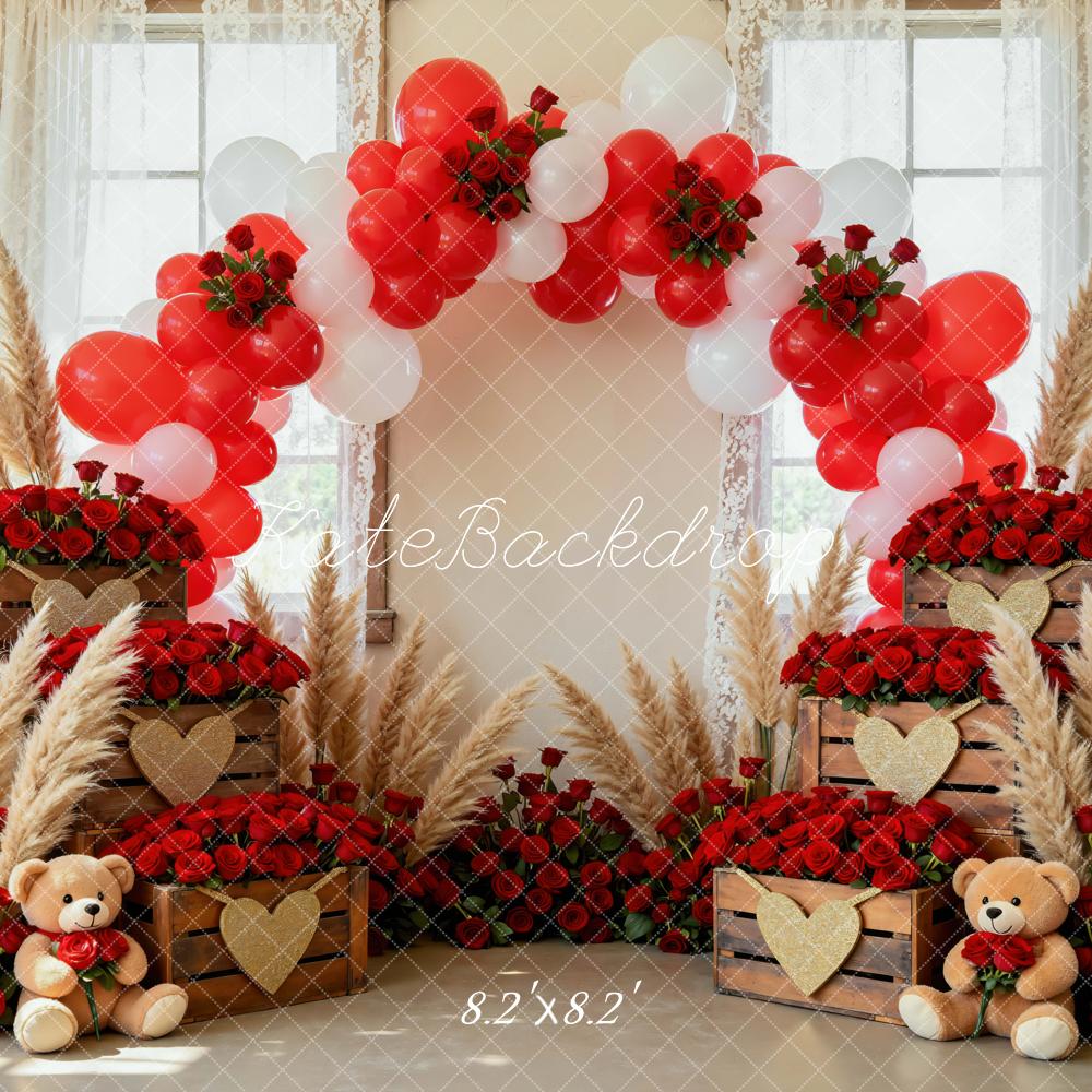 Kate Saint Valentin Bohème Ballons Roses Toile de fond conçue par Mini MakeBelieve