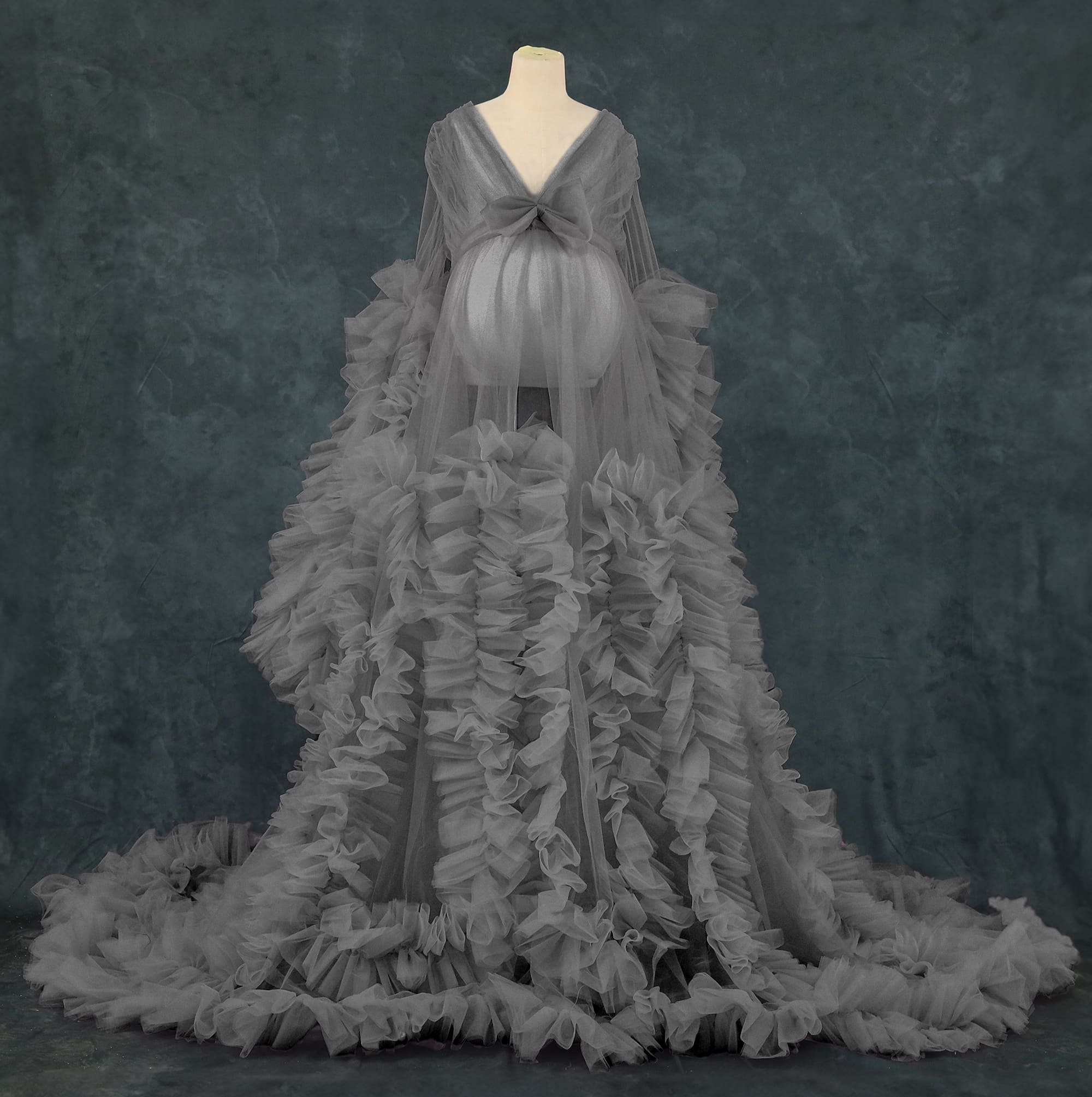 Kate Maille Col en V Manches longues Robe de Grossesse pour Séance Photo - Kate Backdrop FR