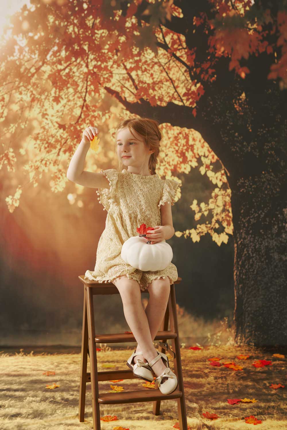 Kate Sweep Mur-à-Sol Automne Arbre Coucher de soleil Toile de fond conçue par Emetselch - Kate Backdrop FR