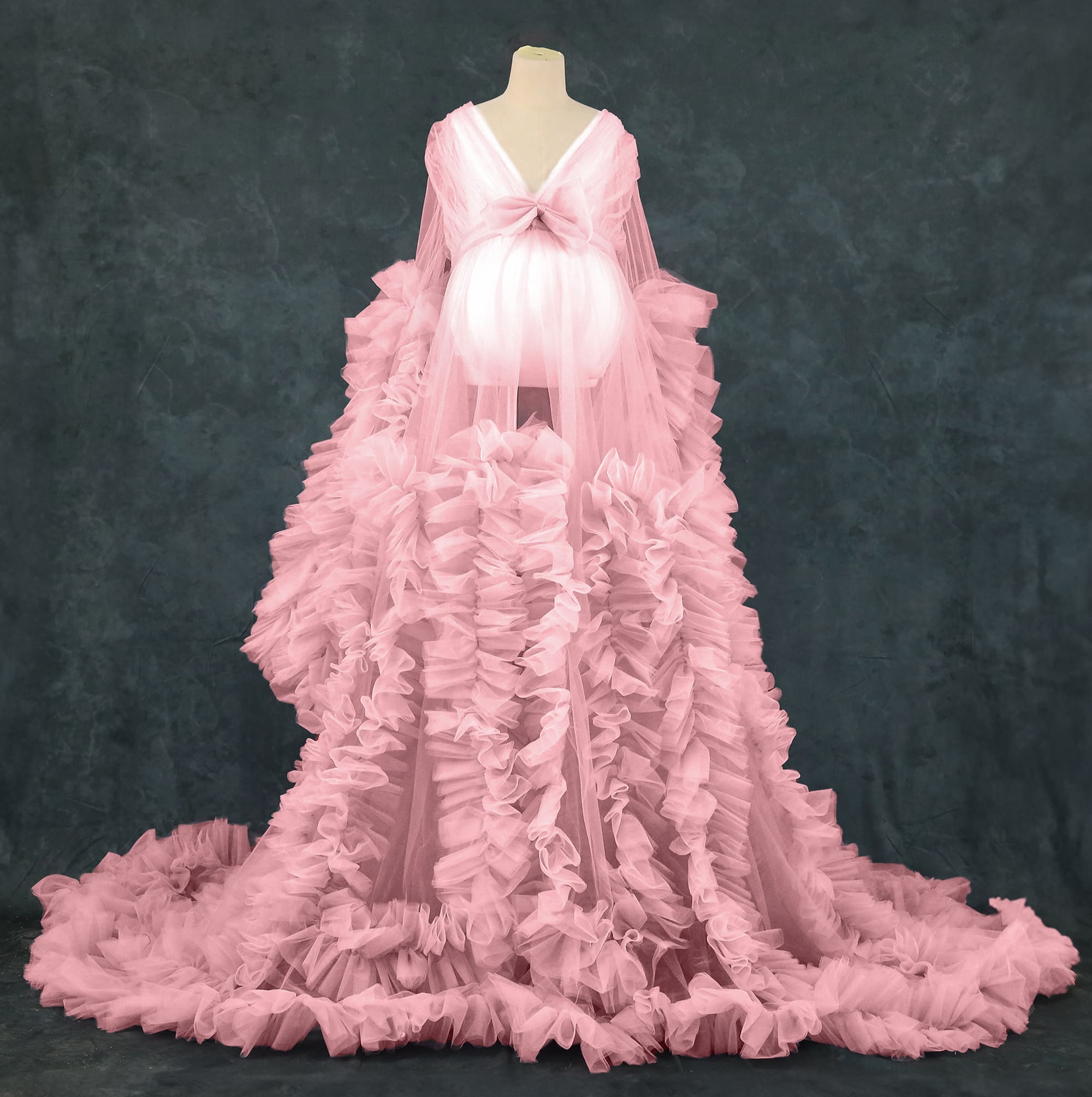Kate Maille Col en V Manches longues Robe de Grossesse pour Séance Photo - Kate Backdrop FR