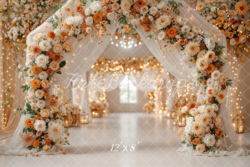 Kate Mariage Arc Fleurs Lumières Toile de fond conçue par Emetselch