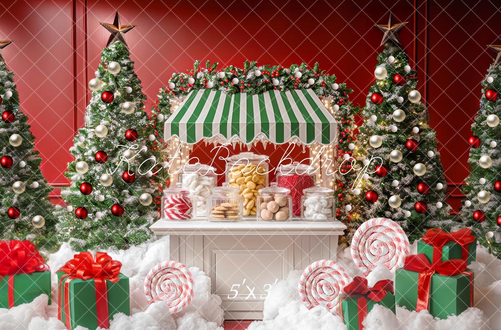 Kate Sapin de Noël Bonbons Cadeaux Toile de fond conçue par Mini MakeBelieve - Kate Backdrop FR