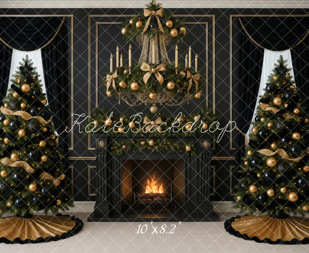 Kate Noël Sapins Cheminée Bougies Noir Toile de fond conçue par Ashley Paul
