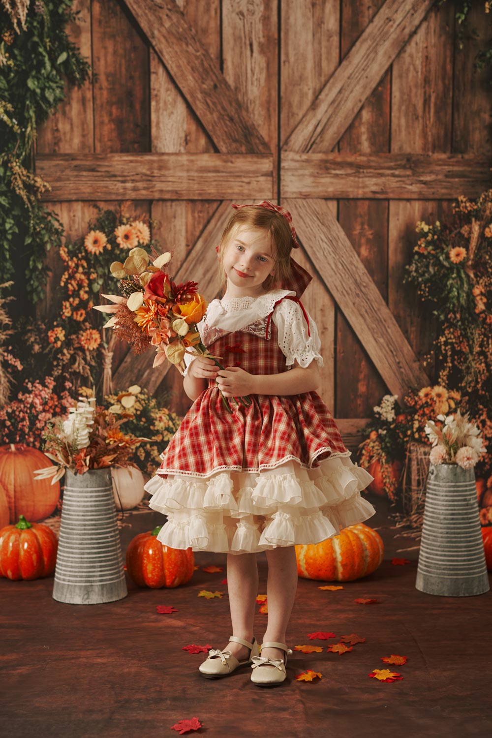 Kate Sweep Mur-à-Sol Automne Grange Porte Citrouilles Toile de fond conçue par Emetselch - Kate Backdrop FR