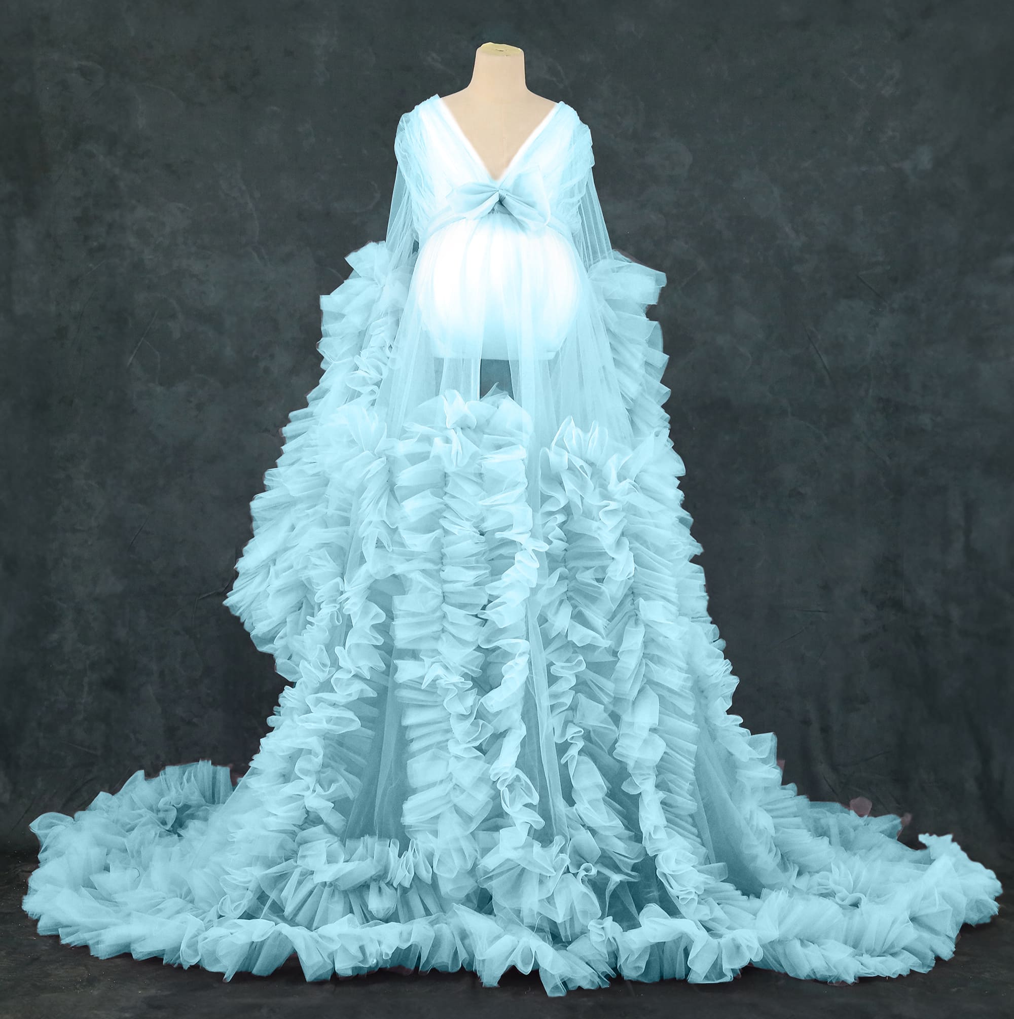 Kate Maille Col en V Manches longues Robe de Grossesse pour Séance Photo - Kate Backdrop FR