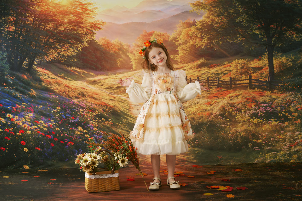 Kate Automne Forêt Fleurs Sentier Toile de fond conçue par Emetselch - Kate Backdrop FR