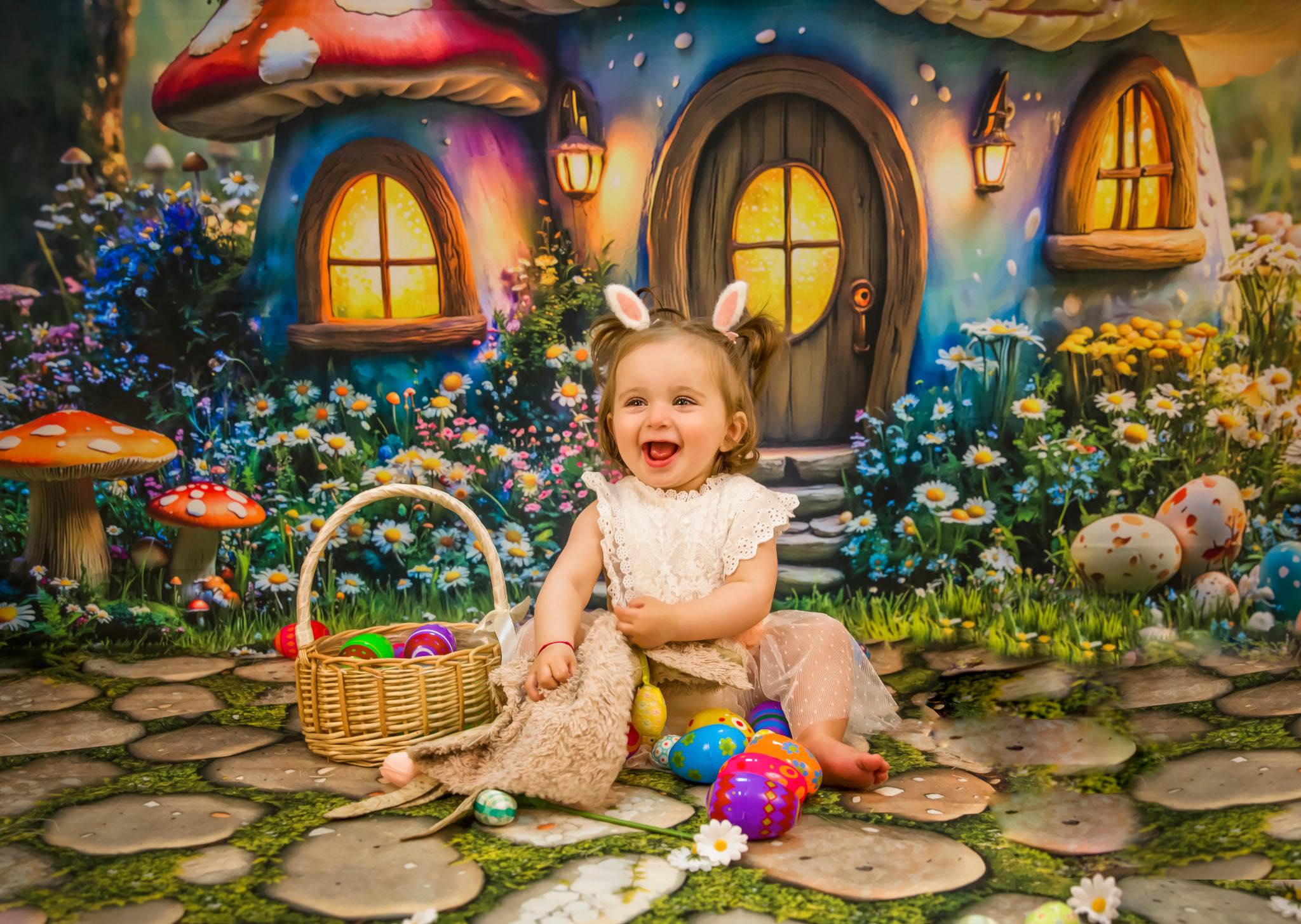 Kate Pâques Fée Maison Champignon Forêt Toile de fond conçue par Emetselch - Kate Backdrop FR