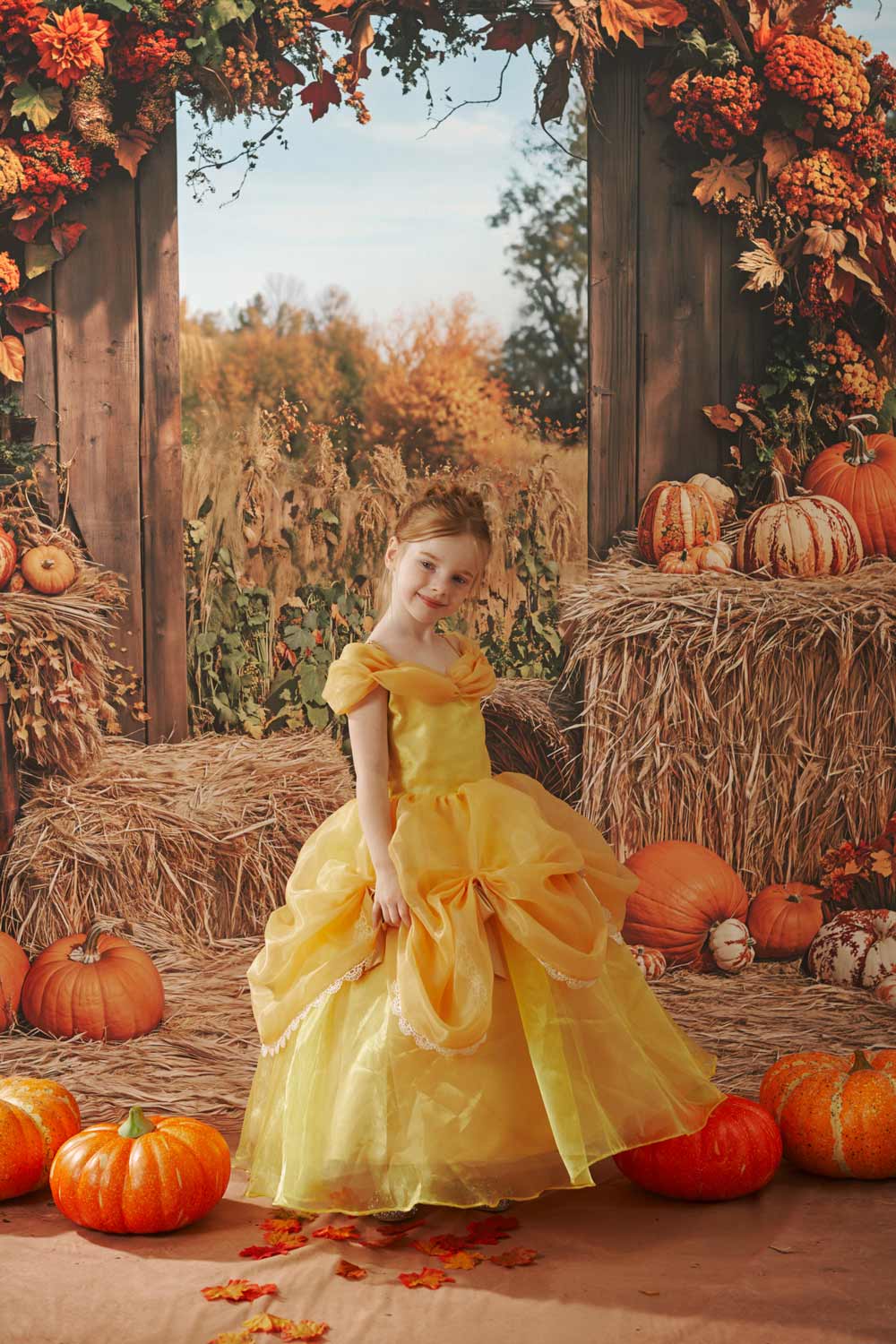 Kate Sweep Mur-à-Sol Automne Citrouille Récolte Arche Toile de fond conçue par Emetselch - Kate Backdrop FR
