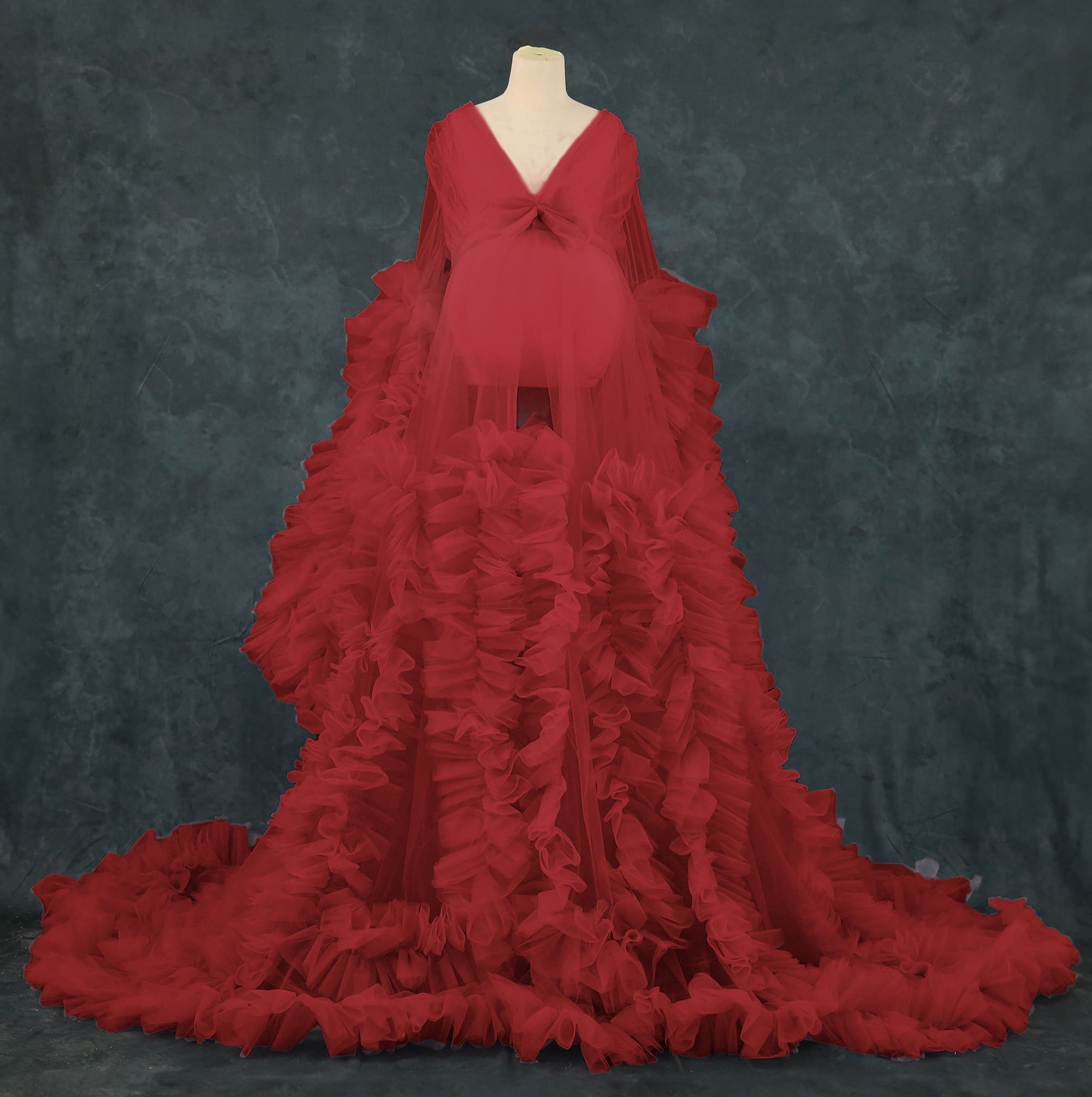 Kate Maille Col en V Manches longues Robe de Grossesse pour Séance Photo - Kate Backdrop FR