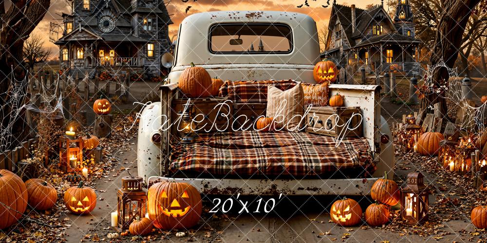 Kate Halloween Camion Citrouilles Pleine Lune Toile de fond conçue par Emetselch - Kate Backdrop FR