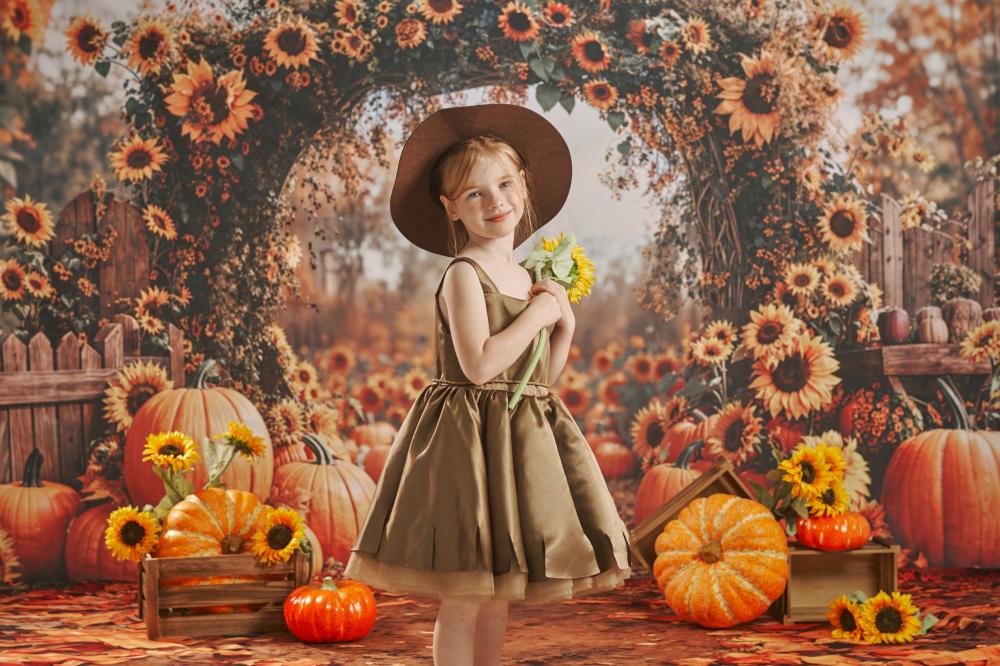 Kate Automne Tournesol Citrouille Arche Toile de fond conçue par Emetselch