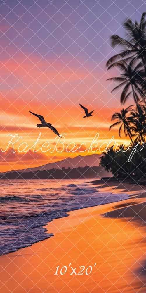 Kate Plage Coucher De Soleil Palmiers Toile de fond conçue par Emetselch - Kate Backdrop FR
