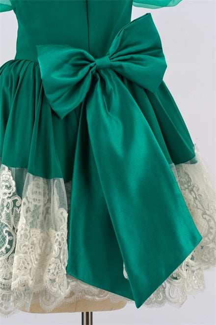 Kate Vert Manches bouffantes Nœud Robe Enfant Pour la Photographie - Kate Backdrop FR