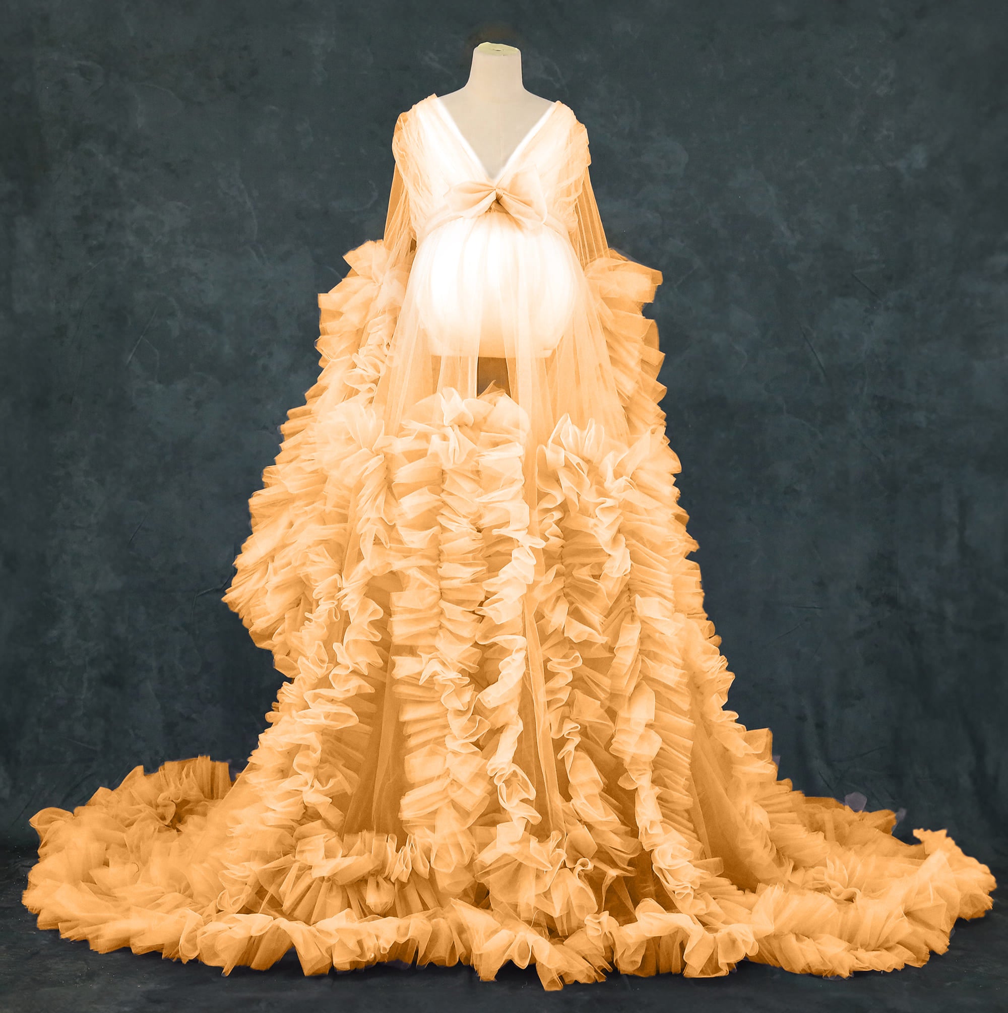 Kate Maille Col en V Manches longues Robe de Grossesse pour Séance Photo - Kate Backdrop FR