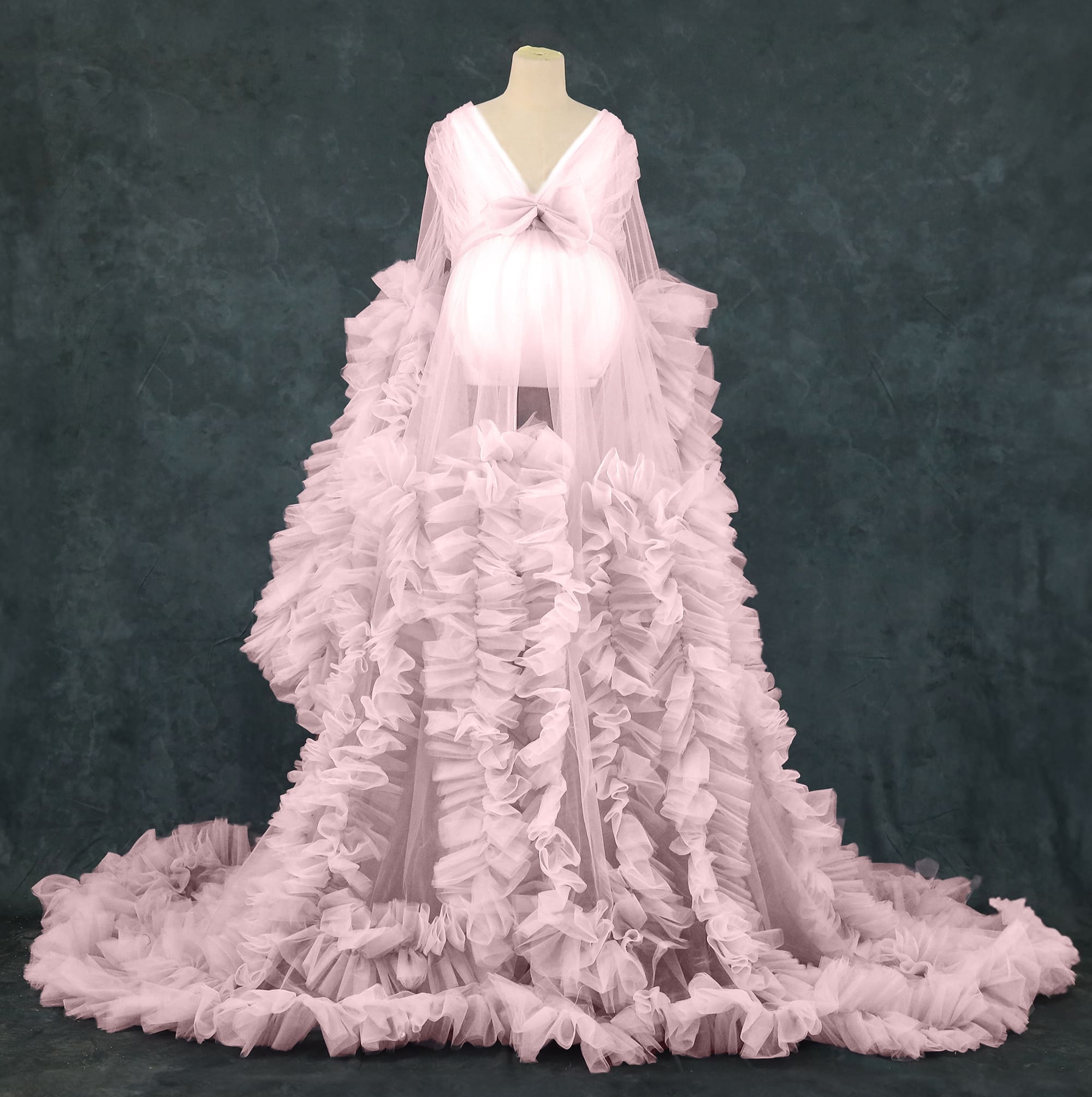 Kate Maille Col en V Manches longues Robe de Grossesse pour Séance Photo - Kate Backdrop FR