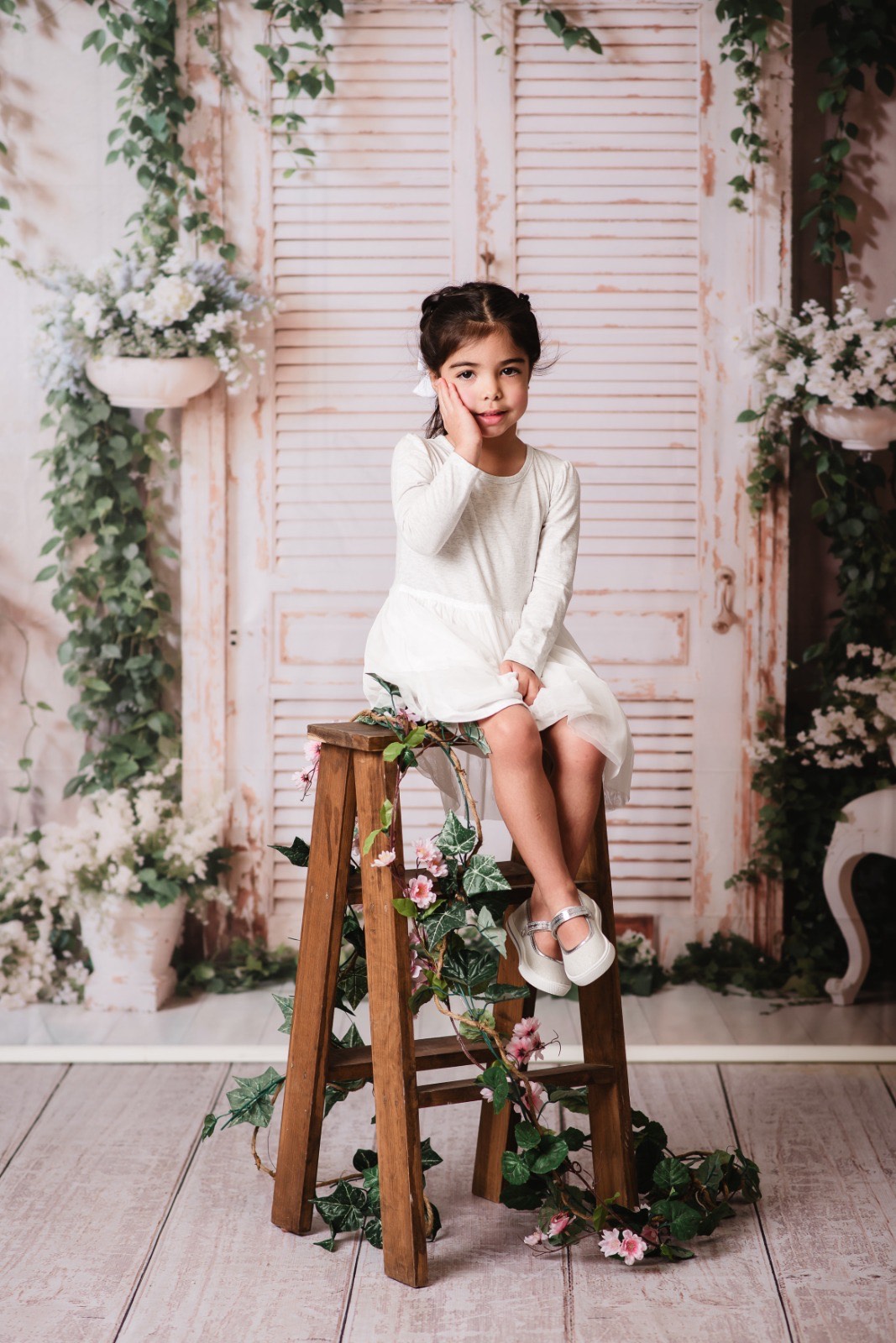 Kate Printemps Mur Blanc Plantes vertes Toile de fond conçue par Emetselch - Kate Backdrop FR