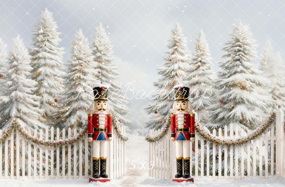 Kate Noël Soldats Casse-Noisette Sapins Neige Toile de fond conçue par Emetselch