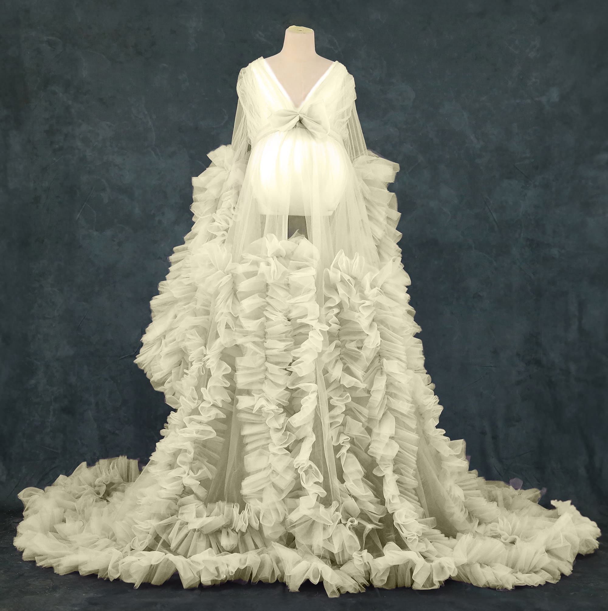 Kate Maille Col en V Manches longues Robe de Grossesse pour Séance Photo - Kate Backdrop FR