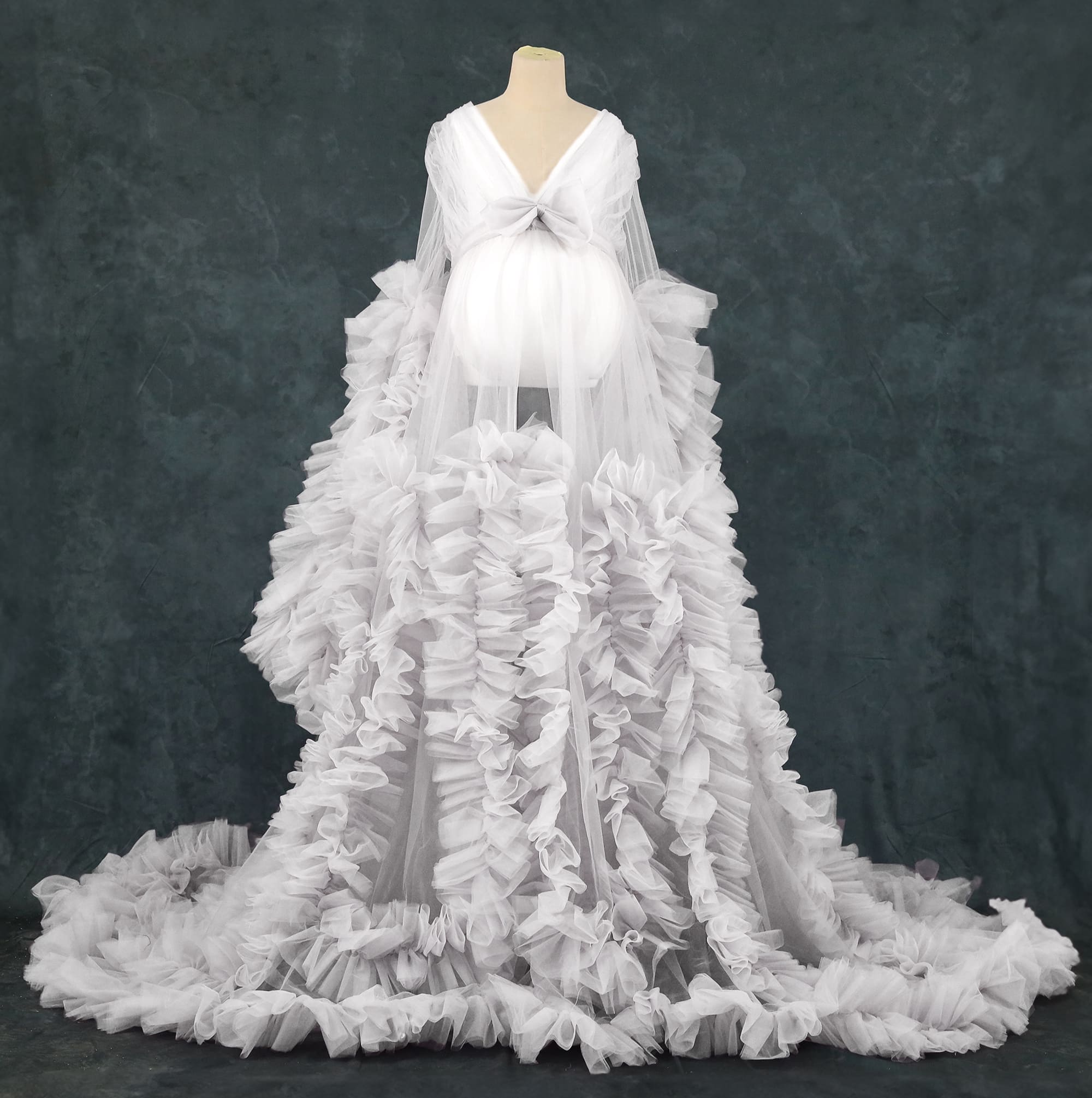 Kate Maille Col en V Manches longues Robe de Grossesse pour Séance Photo - Kate Backdrop FR