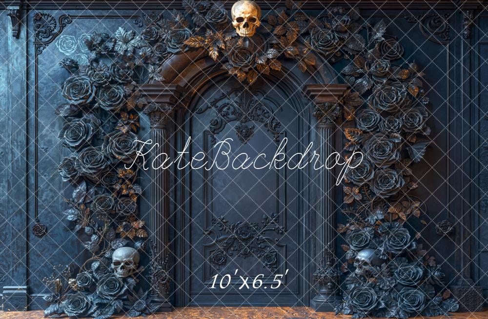 Kate Halloween Arche Crâne Roses Gothique Toile de fond conçue par Emetselch