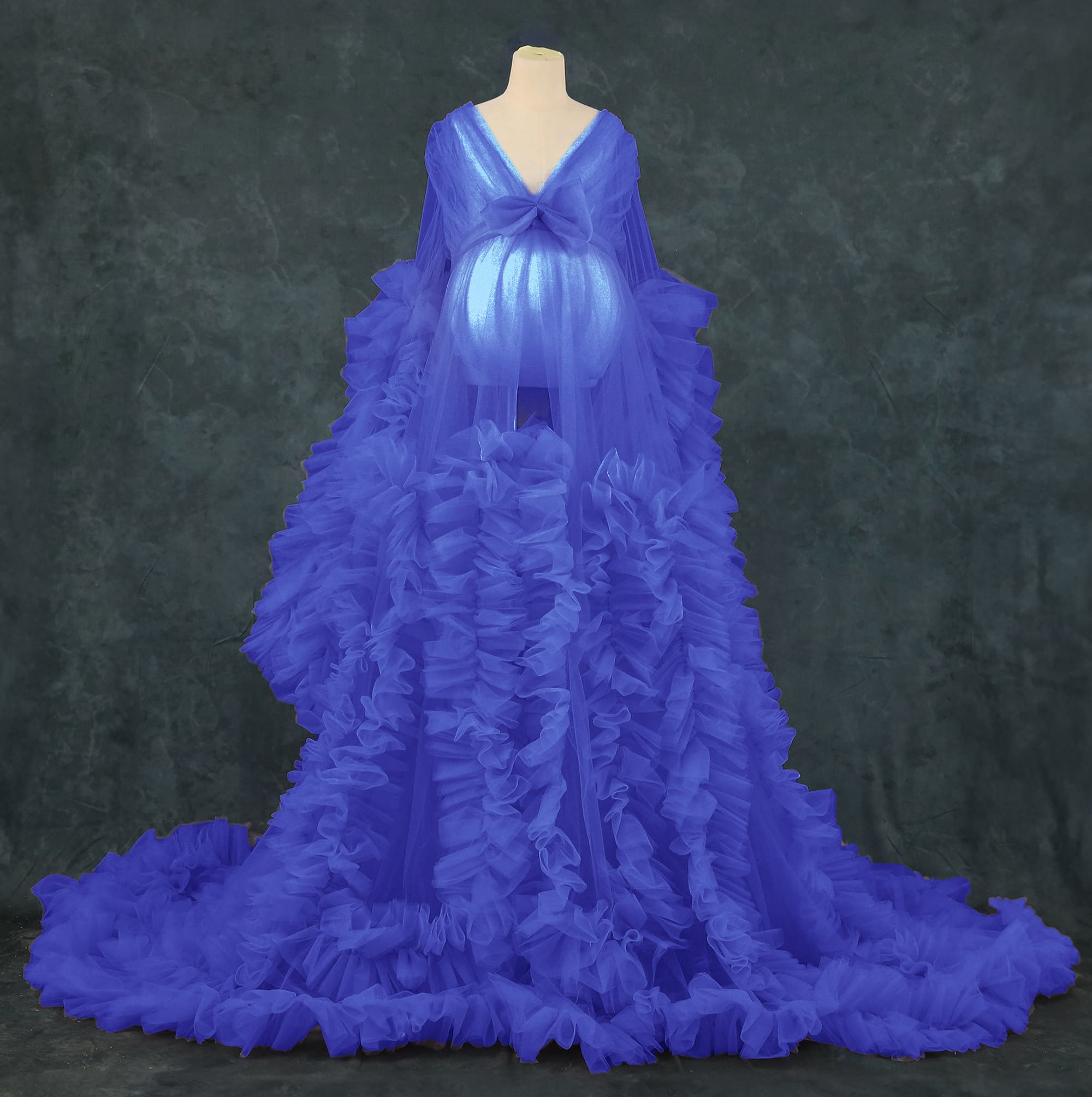 Kate Maille Col en V Manches longues Robe de Grossesse pour Séance Photo - Kate Backdrop FR