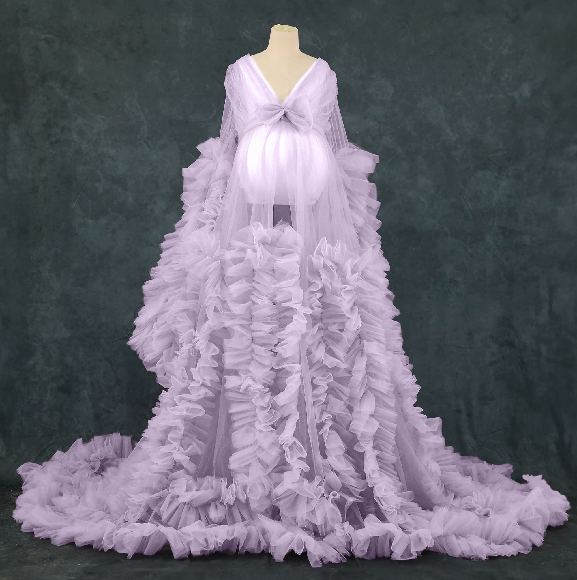 Kate Maille Col en V Manches longues Robe de Grossesse pour Séance Photo - Kate Backdrop FR