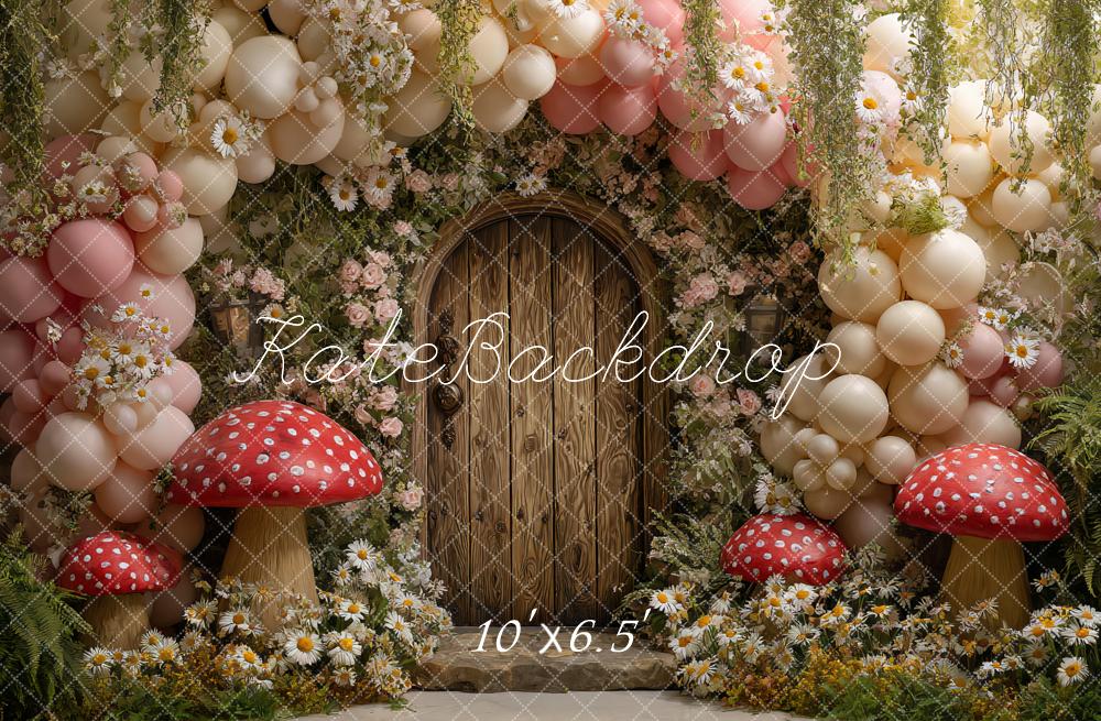 Kate Fée Champignons Porte Fleurs Ballons Toile de fond conçue par Ashley Paul - Kate Backdrop FR