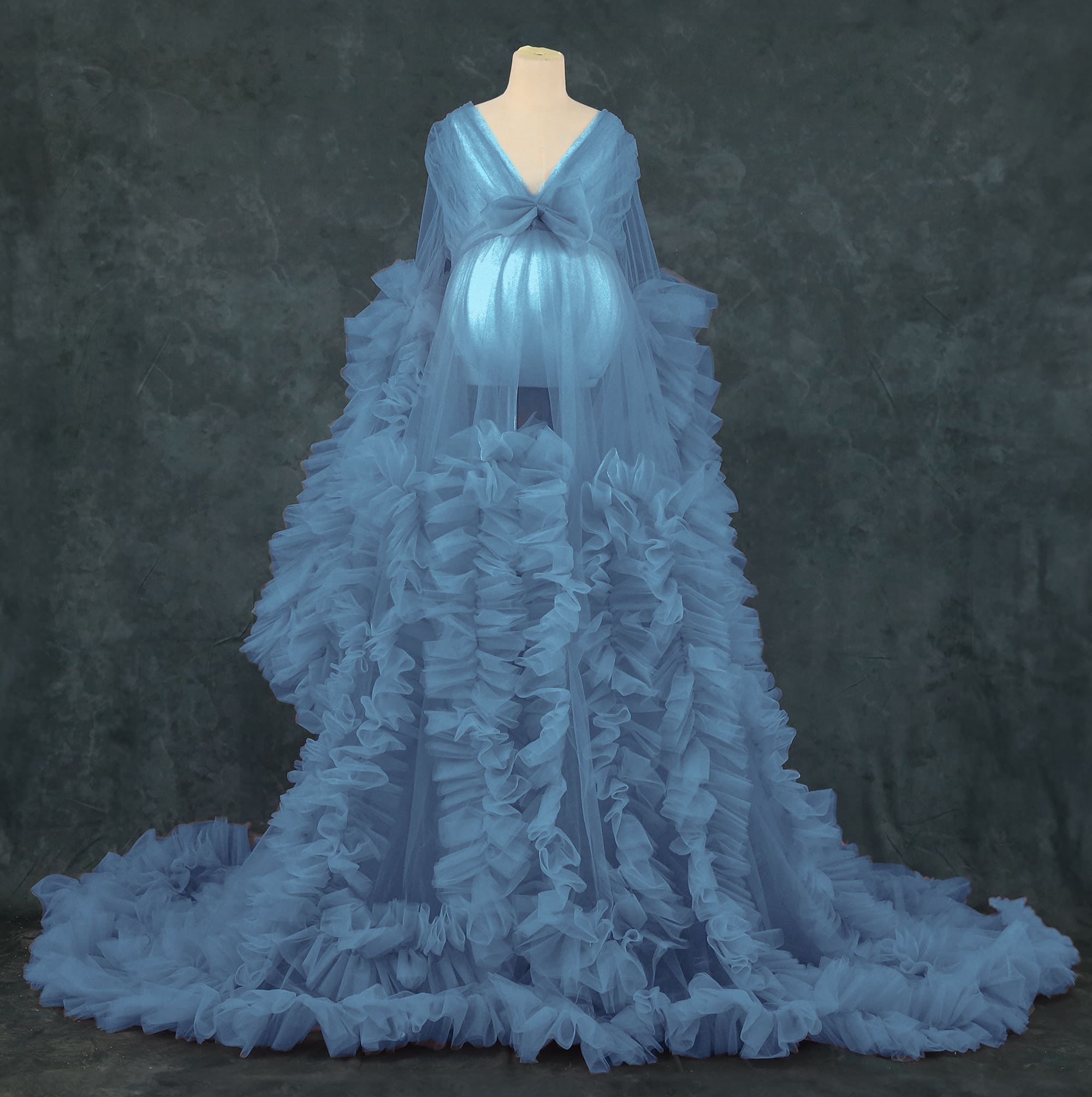 Kate Maille Col en V Manches longues Robe de Grossesse pour Séance Photo - Kate Backdrop FR
