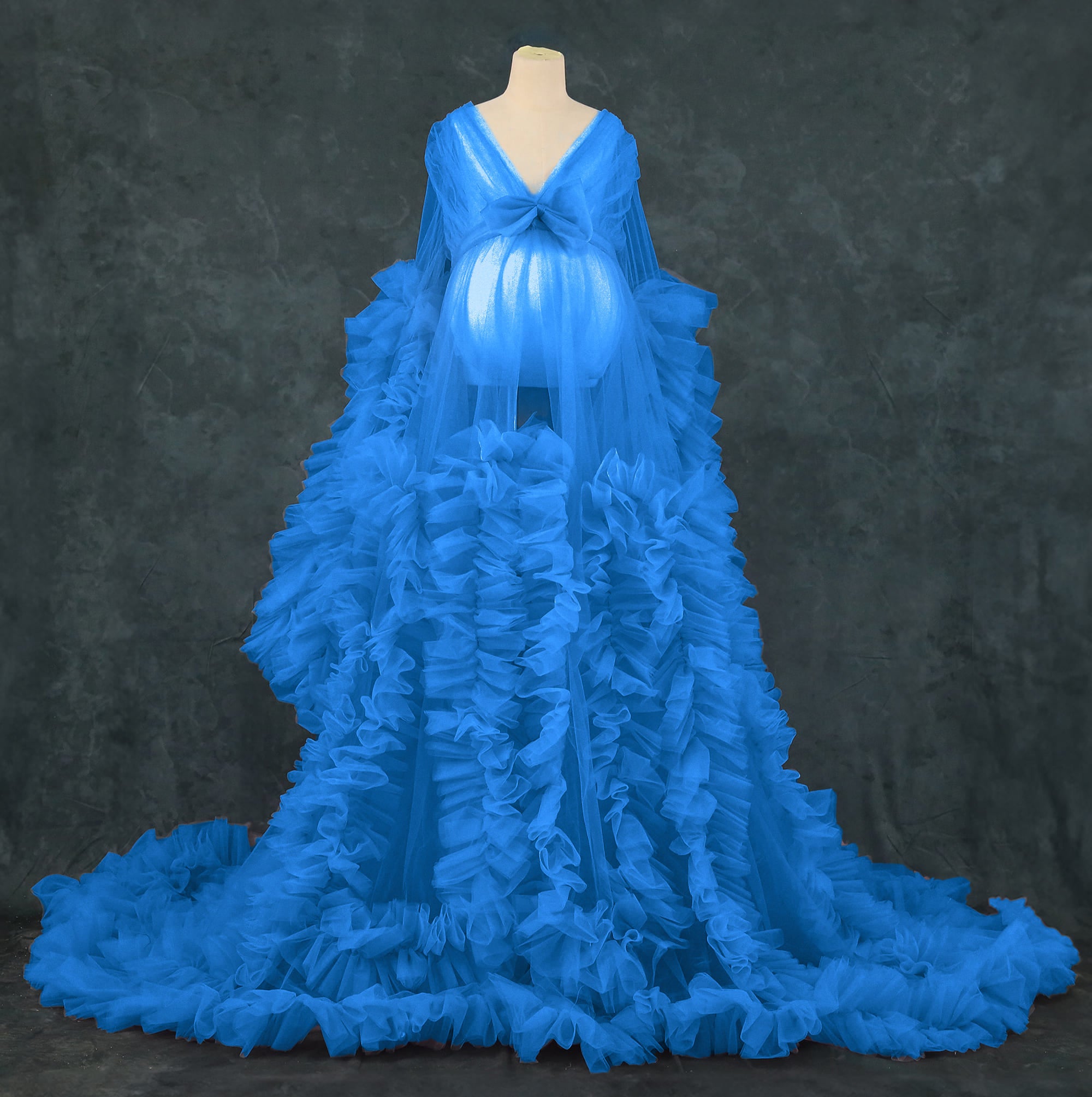 Kate Maille Col en V Manches longues Robe de Grossesse pour Séance Photo - Kate Backdrop FR
