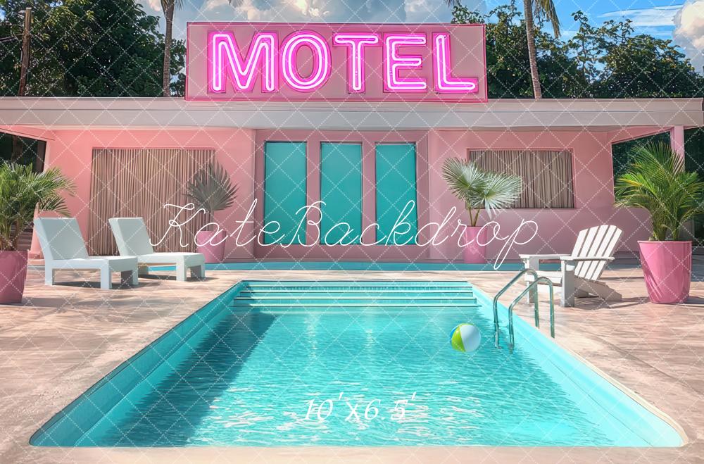 Kate Motel Piscine Rose Rétro Toile de fond conçue par Mini MakeBelieve - Kate Backdrop FR