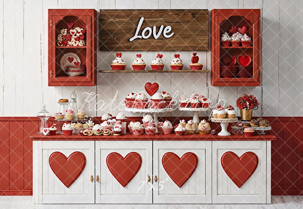 Kate Saint Valentin Cuisine Gâteaux Cœurs Toile de fond conçue par Emetselch - Kate Backdrop FR