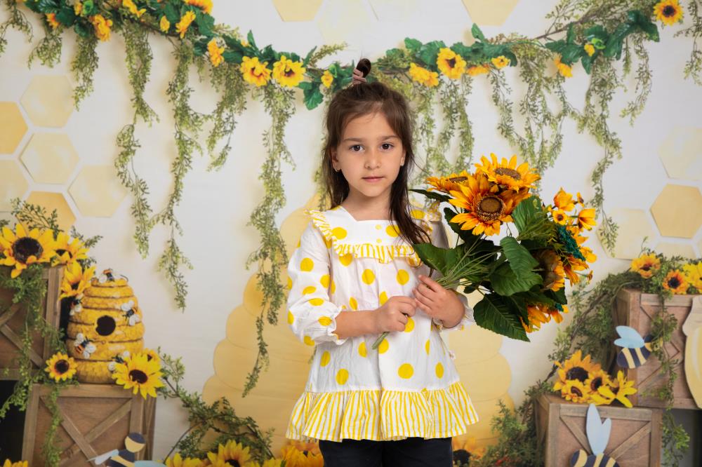 Kate Abeilles Été Jaune Toile de fond conçue par Megan Leigh - Kate Backdrop FR