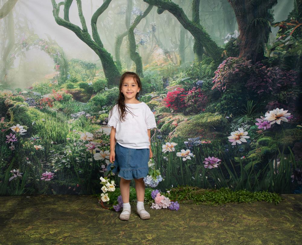 Kate Forêt Magique Fantaisie Jungle Fleurs Herbe Toile de fond Conçu par Chain Photographie - Kate Backdrop FR