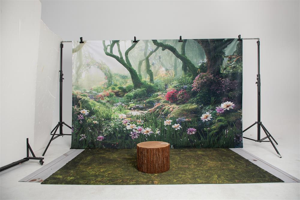 Kate Forêt Magique Fantaisie Jungle Fleurs Herbe Toile de fond Conçu par Chain Photographie - Kate Backdrop FR