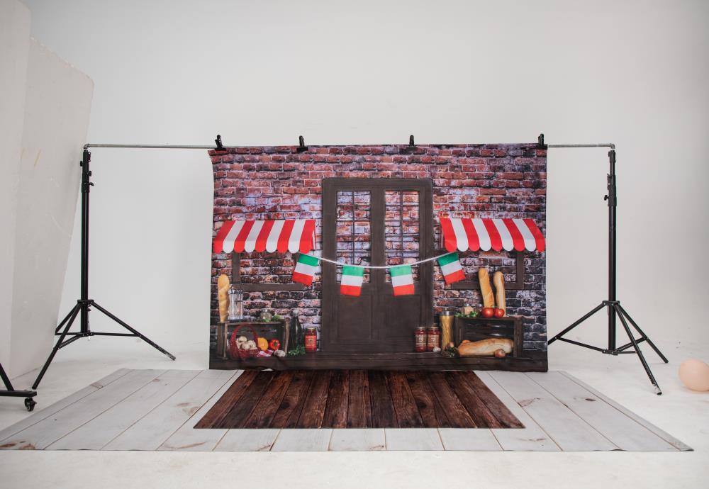 Kate Spaghetti Cake smash Brique Cuisine Pain Toile de fond conçue par Rose Abbas - Kate Backdrop FR