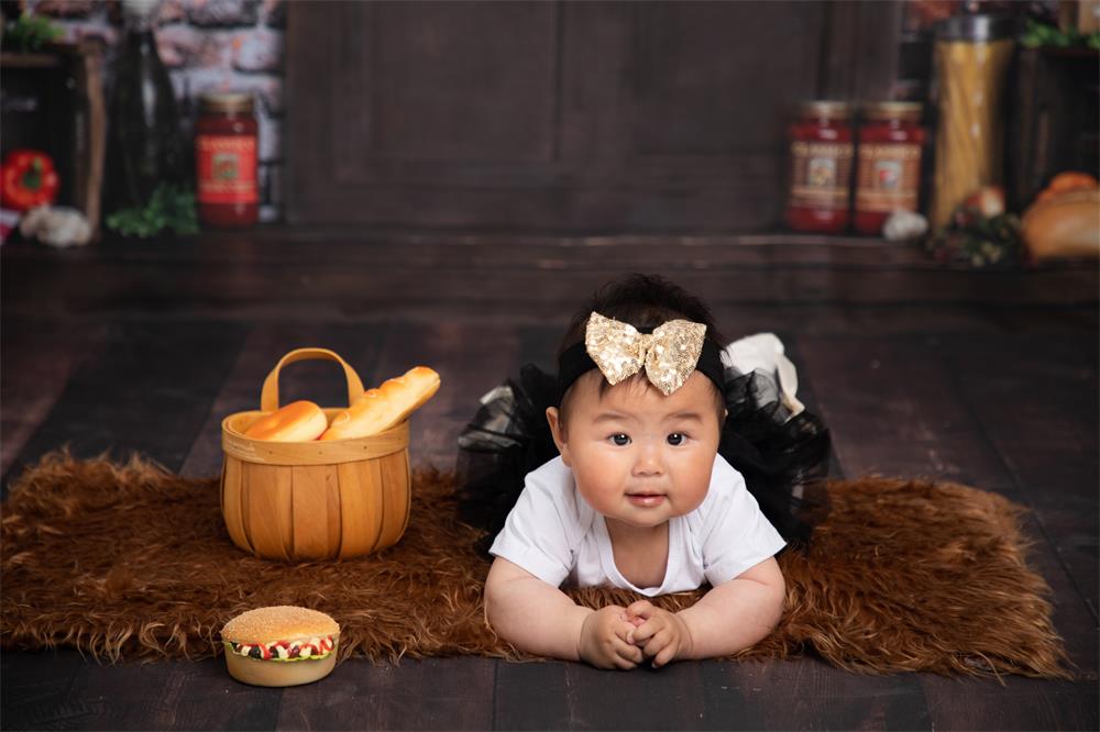 Kate Spaghetti Cake smash Brique Cuisine Pain Toile de fond conçue par Rose Abbas - Kate Backdrop FR