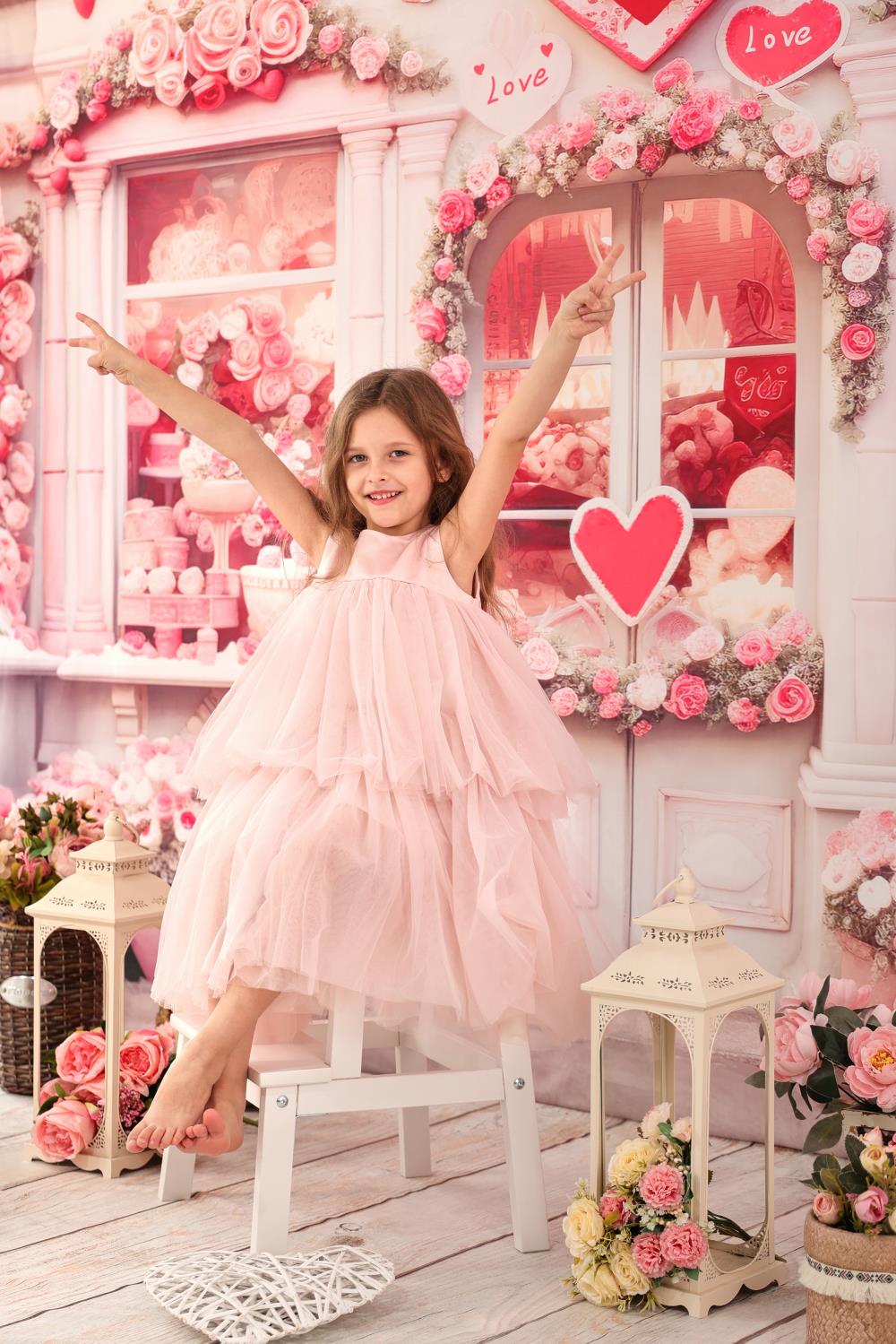 Kate Saint Valentin Rose Boutique de Fleurs Toile de fond conçue par Chain Photographie - Kate Backdrop FR