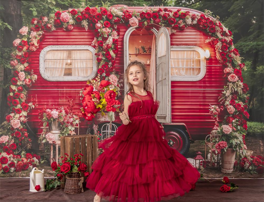 Kate Saint Valentin Fleurs Maison extérieure Toile de fond conçue par Emetselch - Kate Backdrop FR
