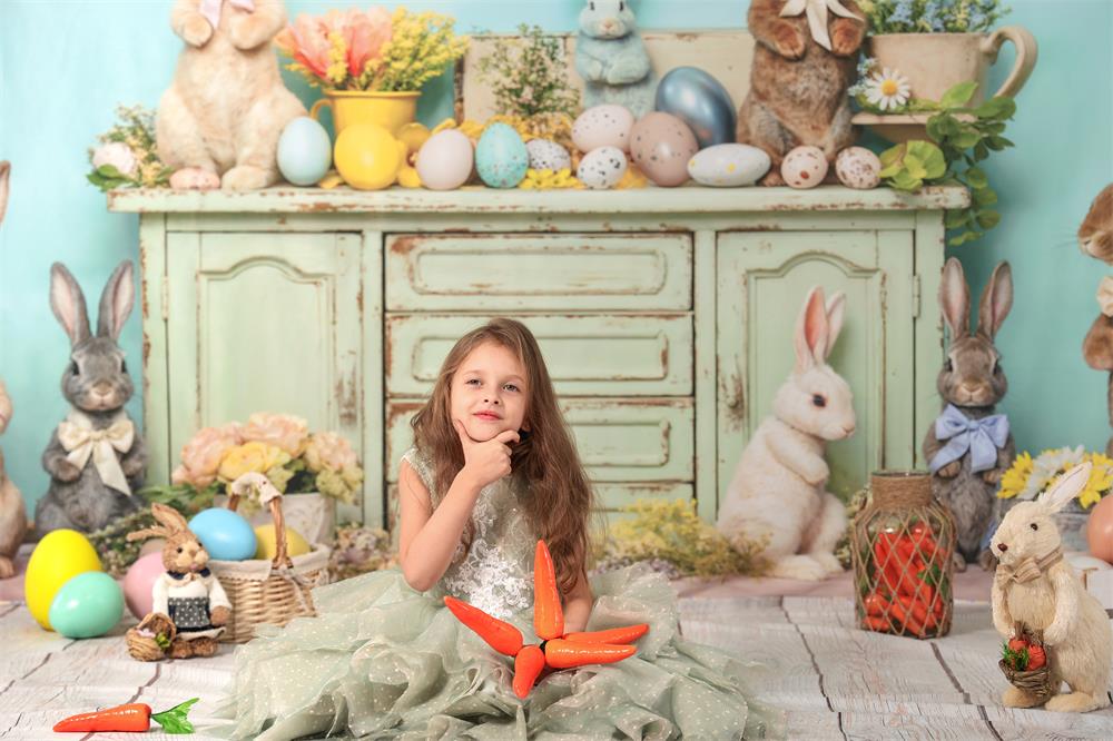 Kate Pâques Œufs Lapin Fleurs Toile de fond conçue par Emetselch - Kate Backdrop FR