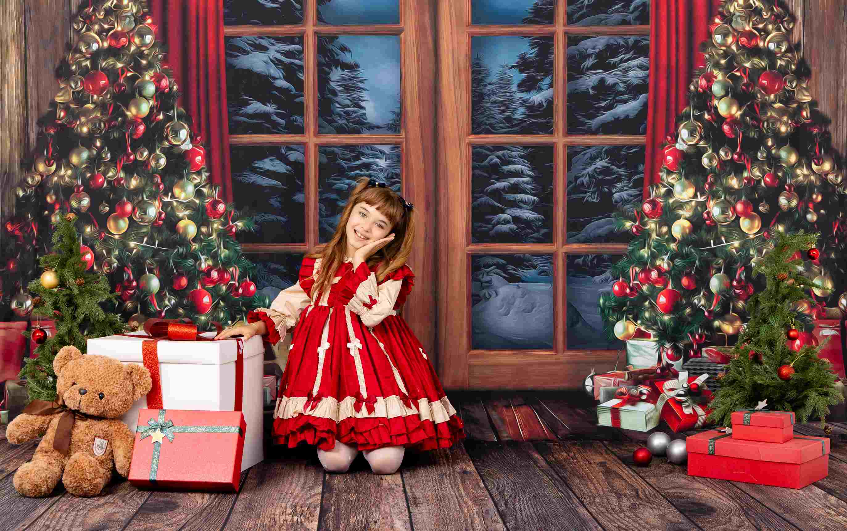 Kate Arbres Fenêtre Noël Toile de fond pour la photographie - Kate Backdrop FR