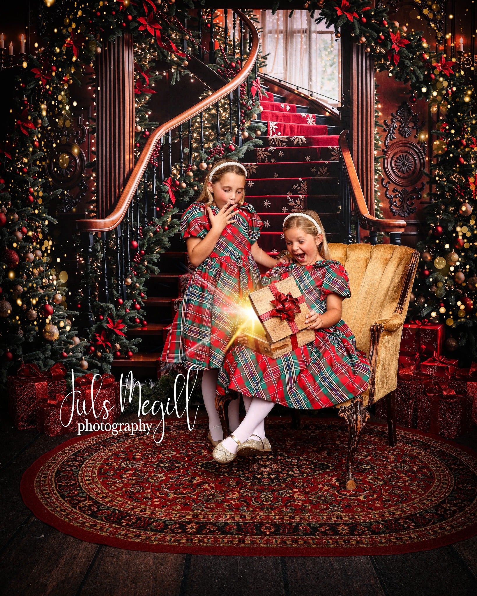 Kate Sapin de Noël Arche Escalier Vintage Toile de fond conçue par Emetselch - Kate Backdrop FR