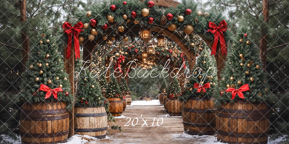 Kate Noël Arche Sapins Lanternes Toile de fond conçue par Emetselch - Kate Backdrop FR