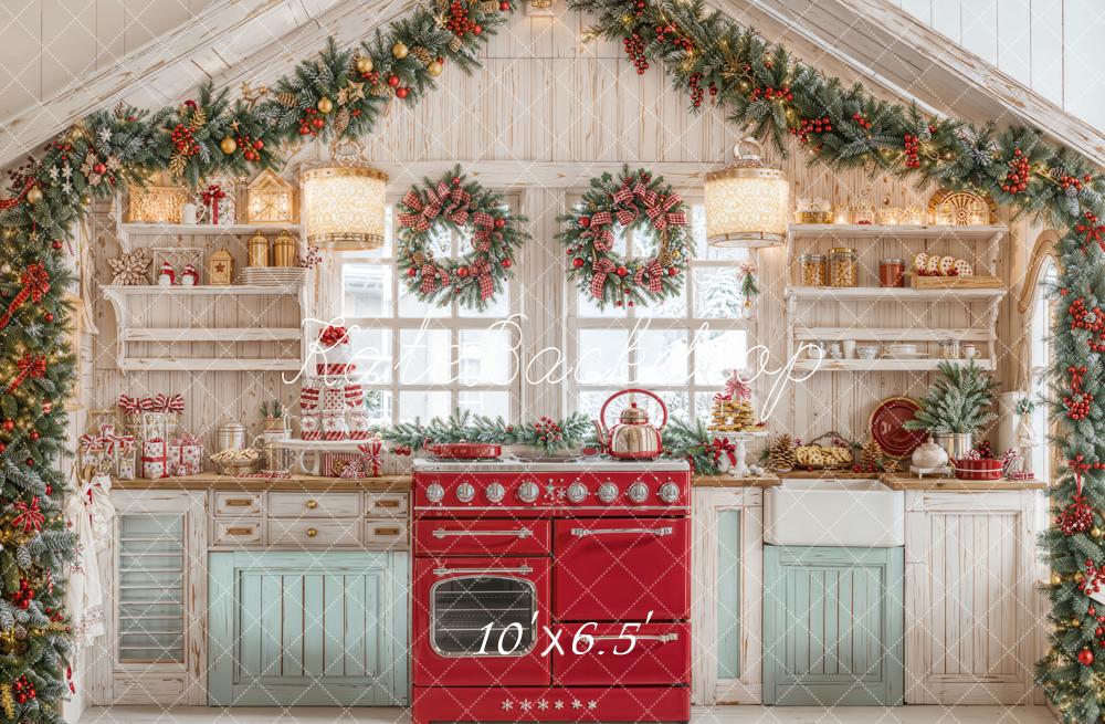 Kate Noël Cuisine Blanc Guirlandes Toile de fond conçue par Emetselch - Kate Backdrop FR