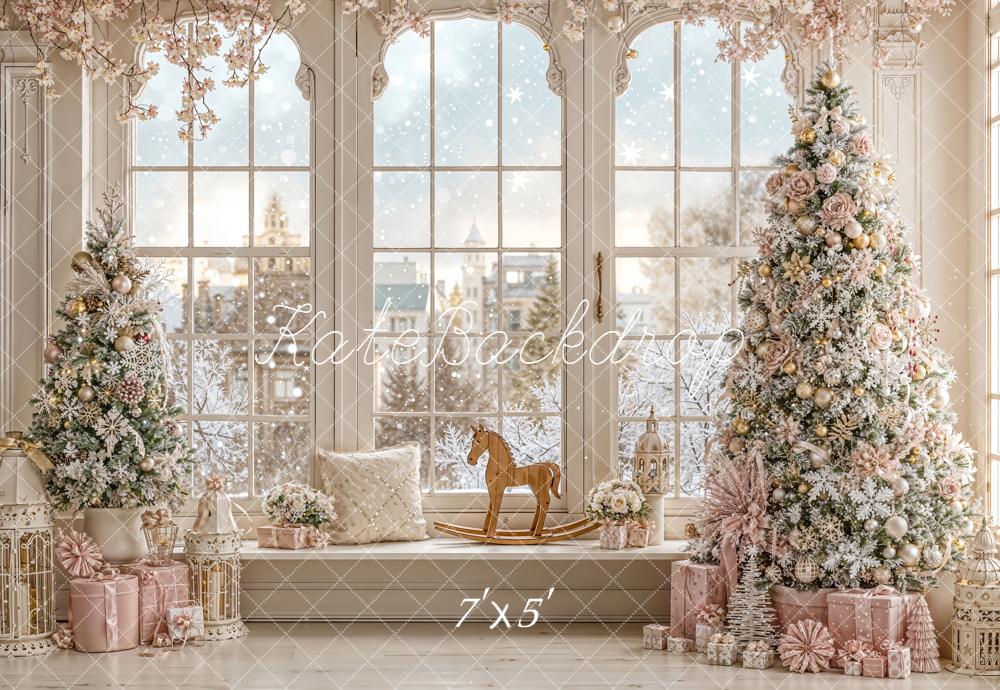 Kate Noël Sapins Rose Cheval Toile de fond conçue par Emetselch - Kate Backdrop FR