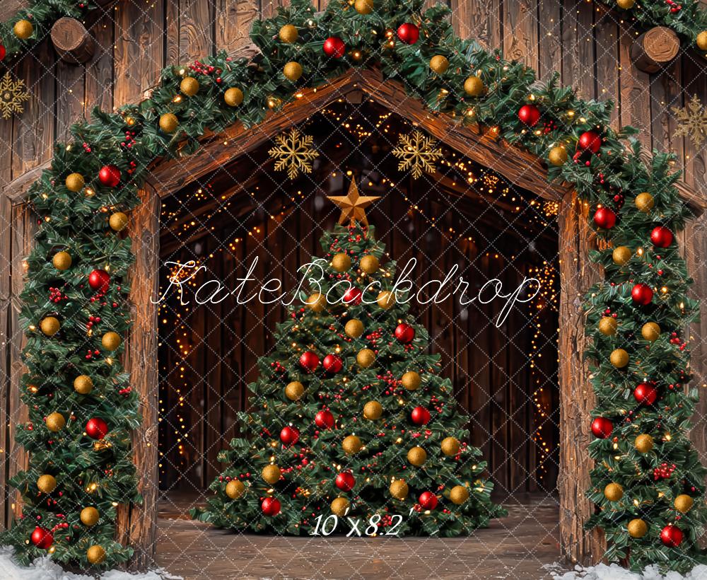 Kate Sapin de Noël Chalet Décorations Toile de fond conçue par Mini MakeBelieve - Kate Backdrop FR